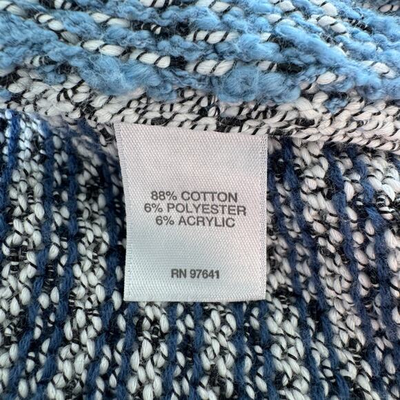 J Jill Large Cardigan Striped Long Sleeve Stretch V-Neck Patchwork Striped Blue - Picture 8 of 9